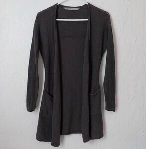 Athleta Women XXS Brown Knit Open Cardigan Cotton Linen Long Sleeves Mid Length